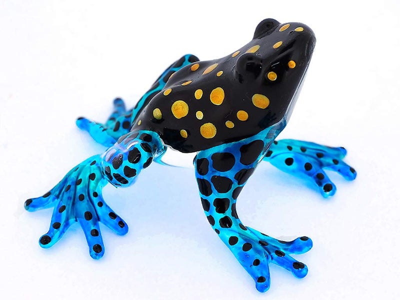 ZOOCRAFT Glass Frog Figurines Collectibles Poison Dart Hand Blown Painted Art Animals Miniature Garden Decor Statue Animal Blue - Image 3